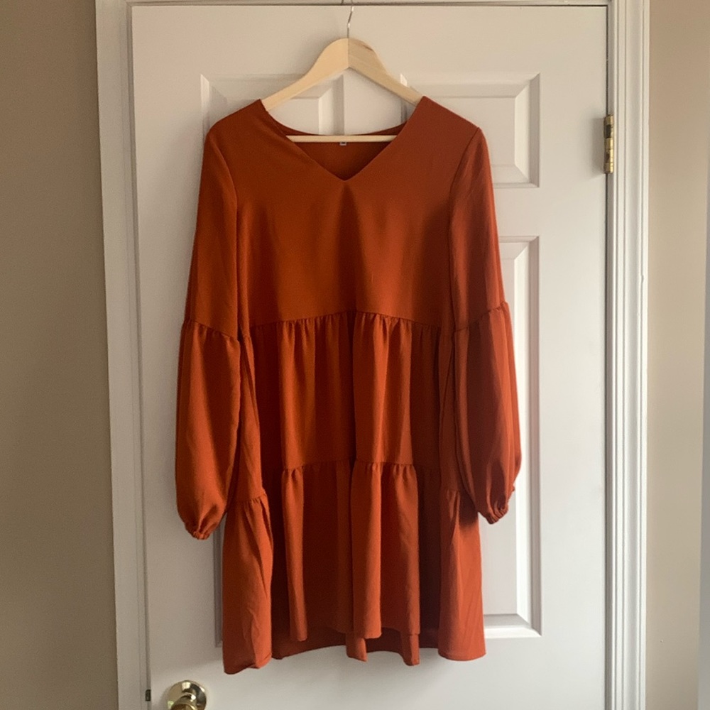 Burnt orange tired flowy dress